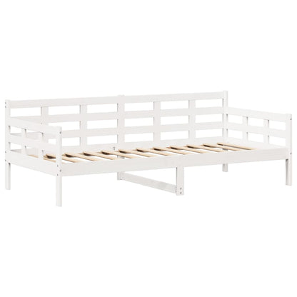 Day Bed and Bench Set with Roof White 90x190 cm Solid Wood Pine