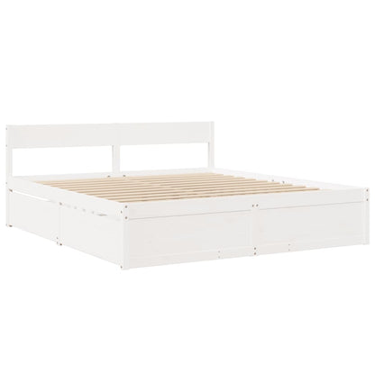 Bed Frame without Mattress White 180x200 cm Super King Solid Wood Pine