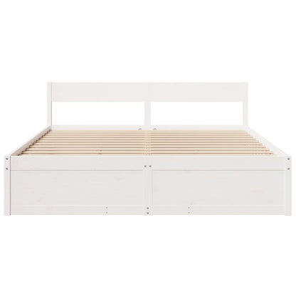 Bed Frame without Mattress White 180x200 cm Super King Solid Wood Pine