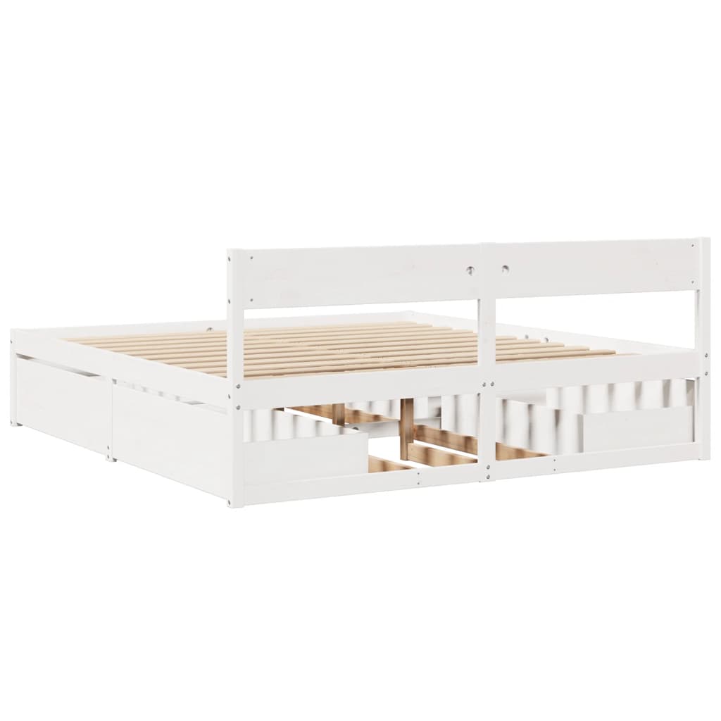 Bed Frame without Mattress White 180x200 cm Super King Solid Wood Pine