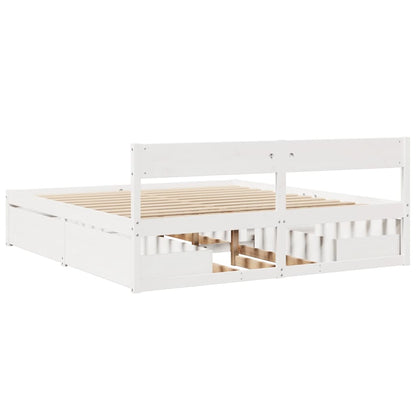 Bed Frame without Mattress White 180x200 cm Super King Solid Wood Pine