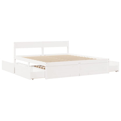 Bed Frame without Mattress White 180x200 cm Super King Solid Wood Pine