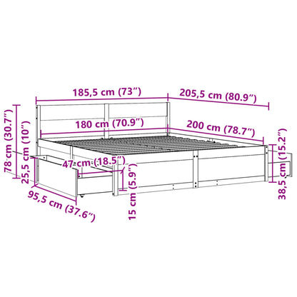 Bed Frame without Mattress White 180x200 cm Super King Solid Wood Pine