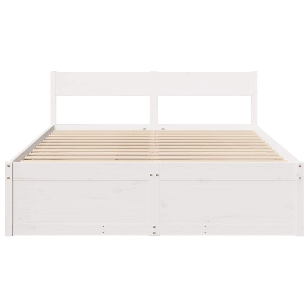 Bed Frame with Drawers White 160x200 cm Solid Wood Pine