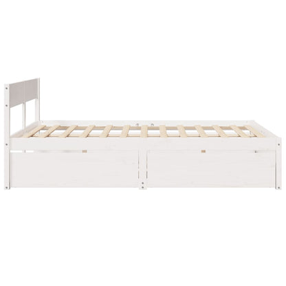 Bed Frame with Drawers White 160x200 cm Solid Wood Pine