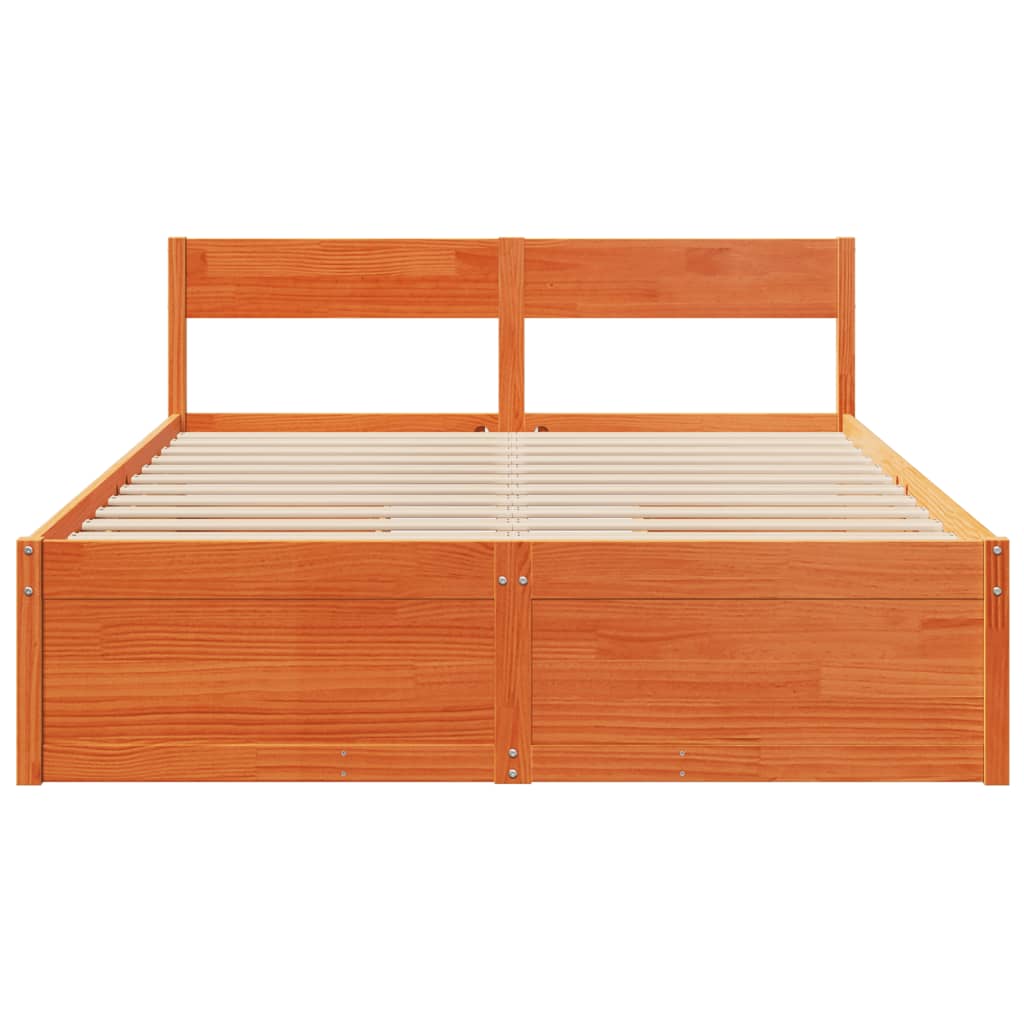 Bed Frame with Drawers Wax Brown 160x200 cm Solid Wood Pine