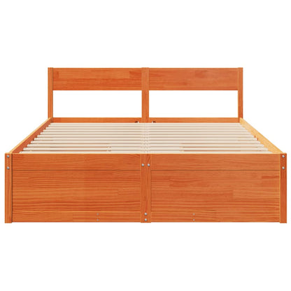 Bed Frame with Drawers Wax Brown 160x200 cm Solid Wood Pine