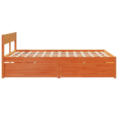 Bed Frame with Drawers Wax Brown 160x200 cm Solid Wood Pine