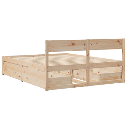 Bed Frame with Drawers 140x200 cm Solid Wood Pine