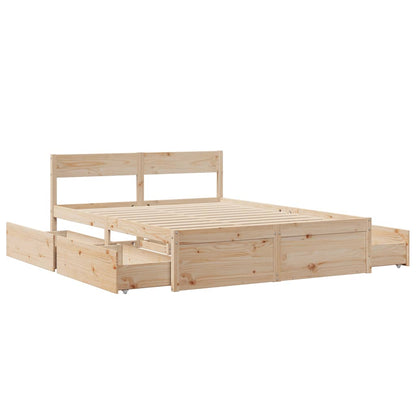 Bed Frame with Drawers 140x200 cm Solid Wood Pine