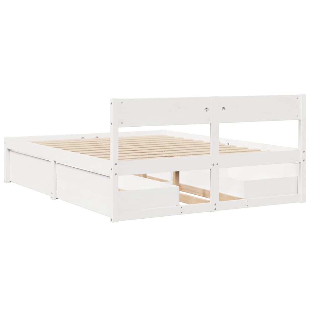 Bed Frame without Mattress White 140x200 cm Solid Wood Pine