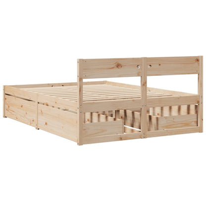 Bed Frame with Drawers 120x200 cm Solid Wood Pine