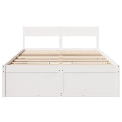 Bed Frame with Drawers White 140x190 cm Solid Wood Pine