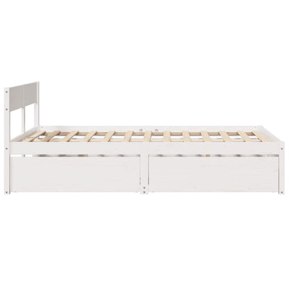 Bed Frame with Drawers White 140x190 cm Solid Wood Pine