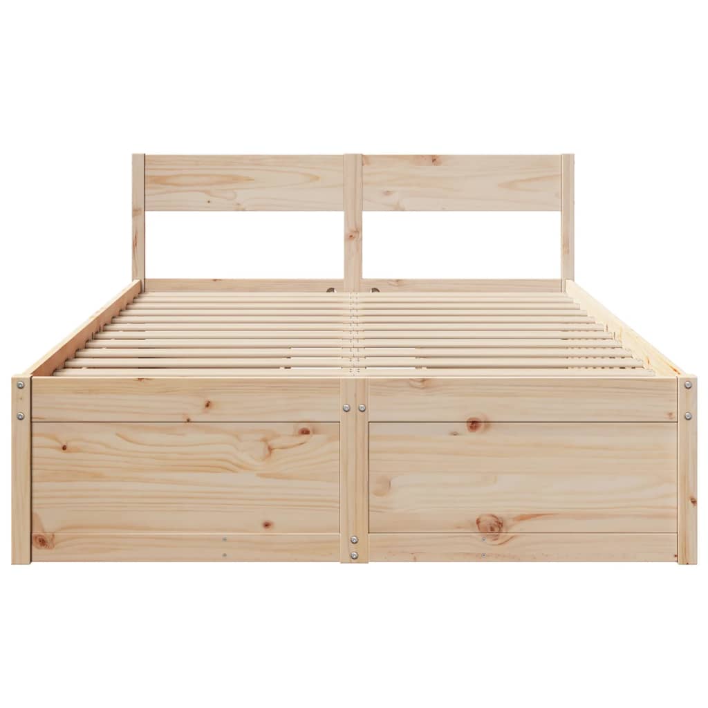 Bed Frame with Drawers 135x190 cm Double Solid Wood Pine