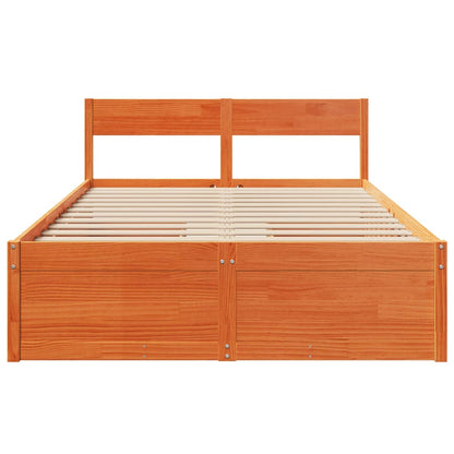 Bed Frame with Drawers Wax Brown 135x190 cm Double Solid Wood Pine