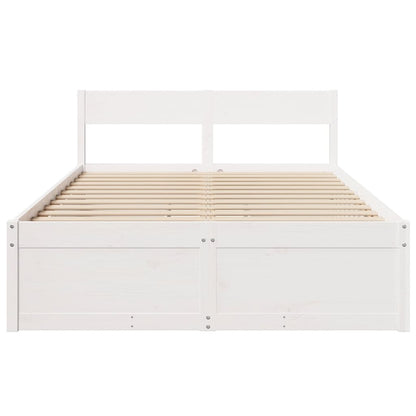 Bed Frame with Drawers White 120x190 cm Small Double Solid Wood Pine