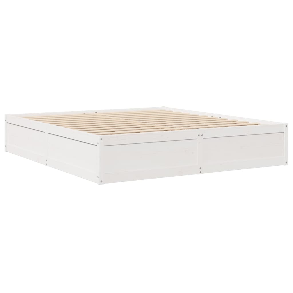 Bed Frame White 200x200 cm Solid Wood Pine