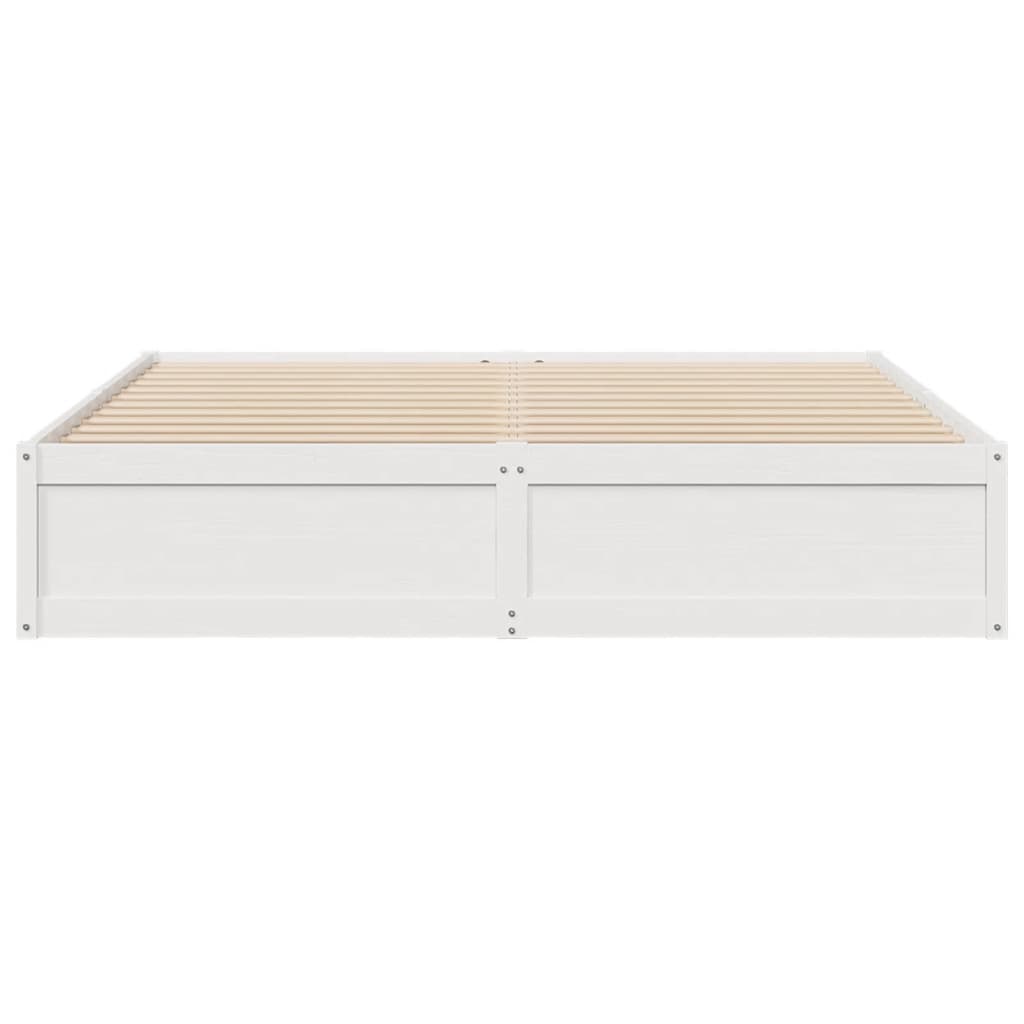 Bed Frame White 200x200 cm Solid Wood Pine