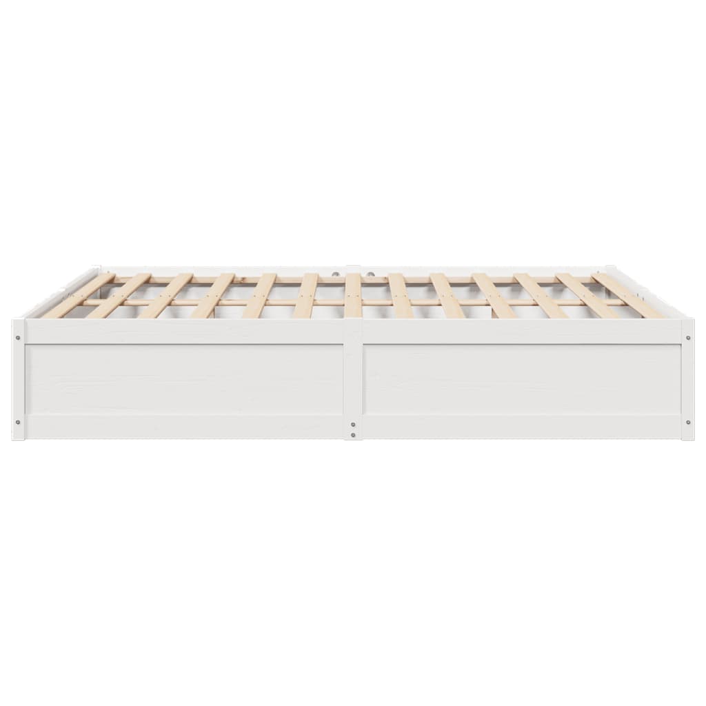 Bed Frame White 200x200 cm Solid Wood Pine