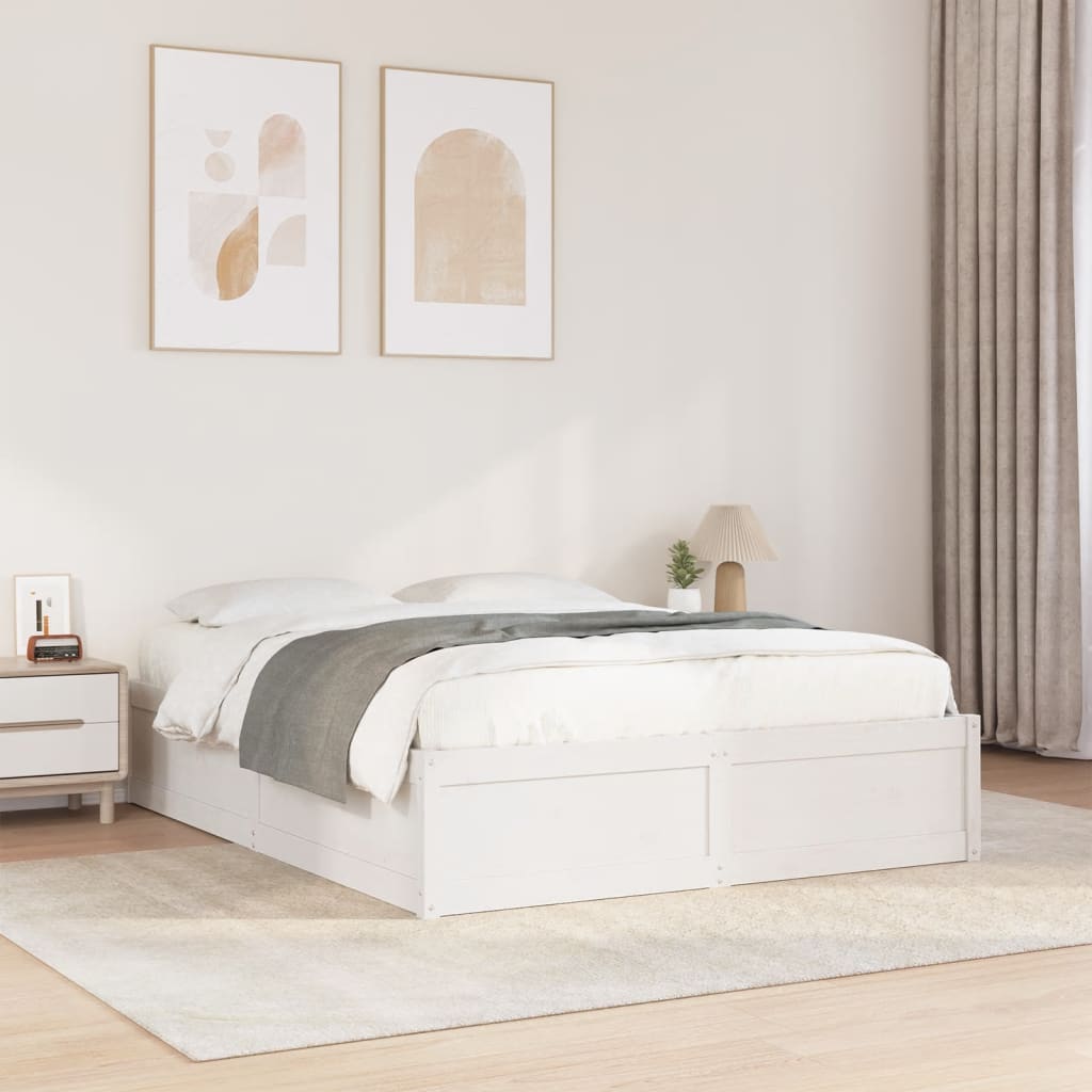 Bed Frame White 160x200 cm Solid Wood Pine