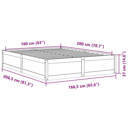 Bed Frame White 160x200 cm Solid Wood Pine