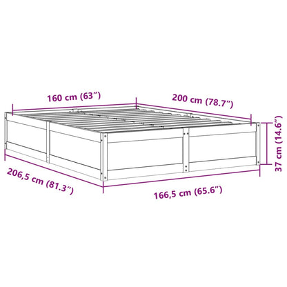 Bed Frame Wax Brown 160x200 cm Solid Wood Pine