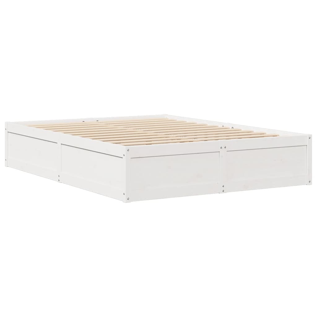 Bed Frame White 150x200 cm King Size Solid Wood Pine