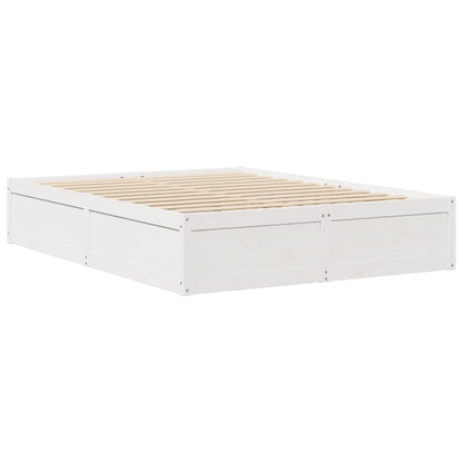 Bed Frame White 150x200 cm King Size Solid Wood Pine