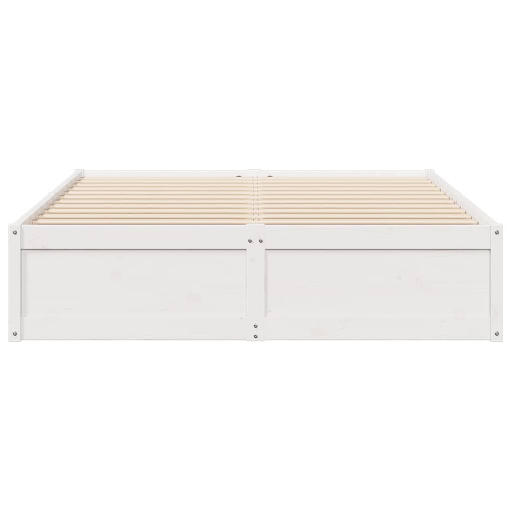 Bed Frame White 150x200 cm King Size Solid Wood Pine