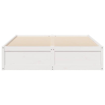 Bed Frame White 150x200 cm King Size Solid Wood Pine