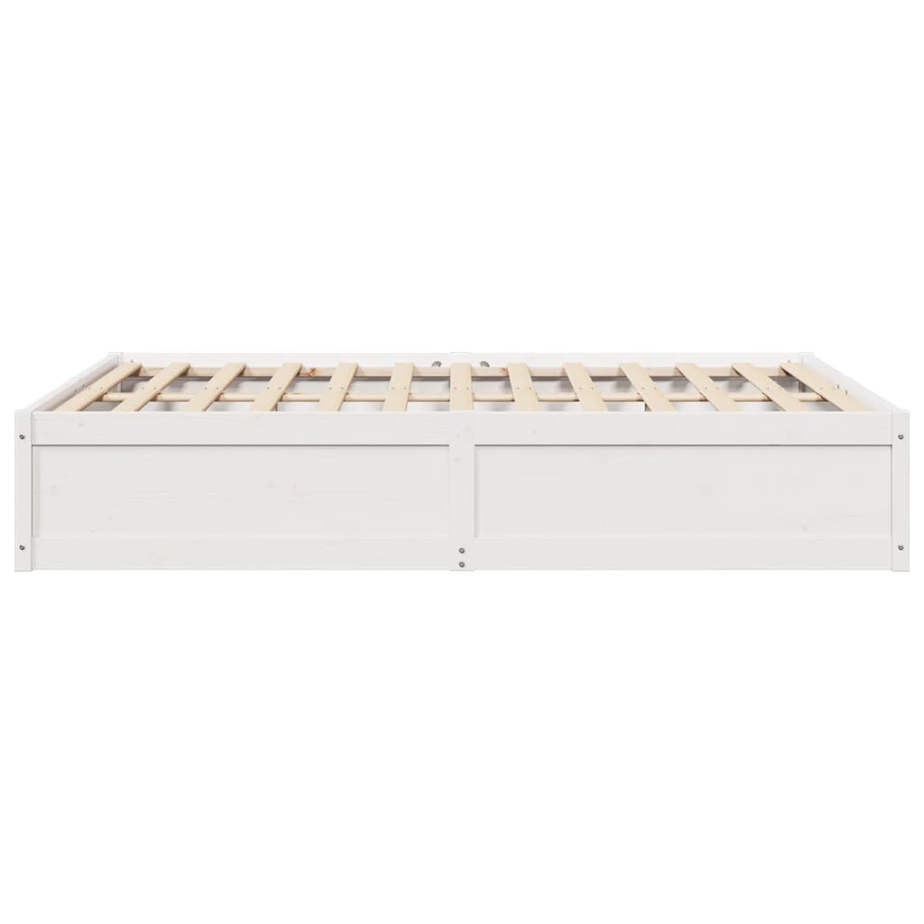 Bed Frame White 150x200 cm King Size Solid Wood Pine