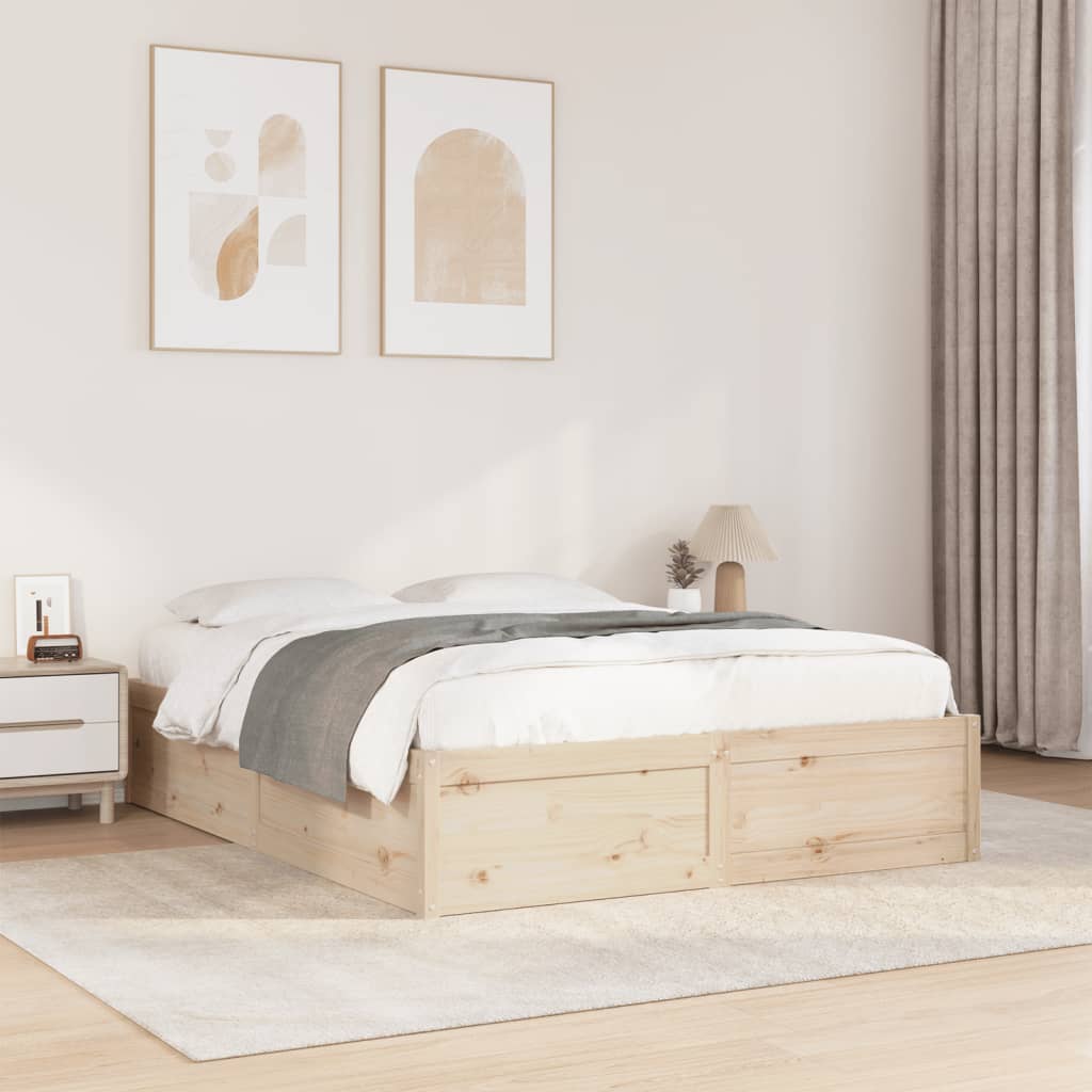 Bed Frame 140x200 cm Solid Wood Pine