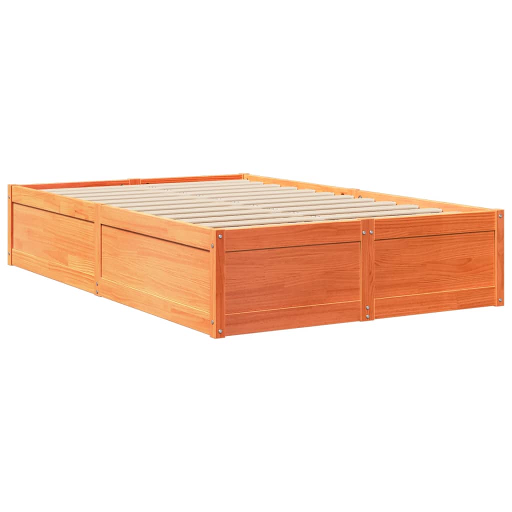 Bed Frame Wax Brown 120x200 cm Solid Wood Pine