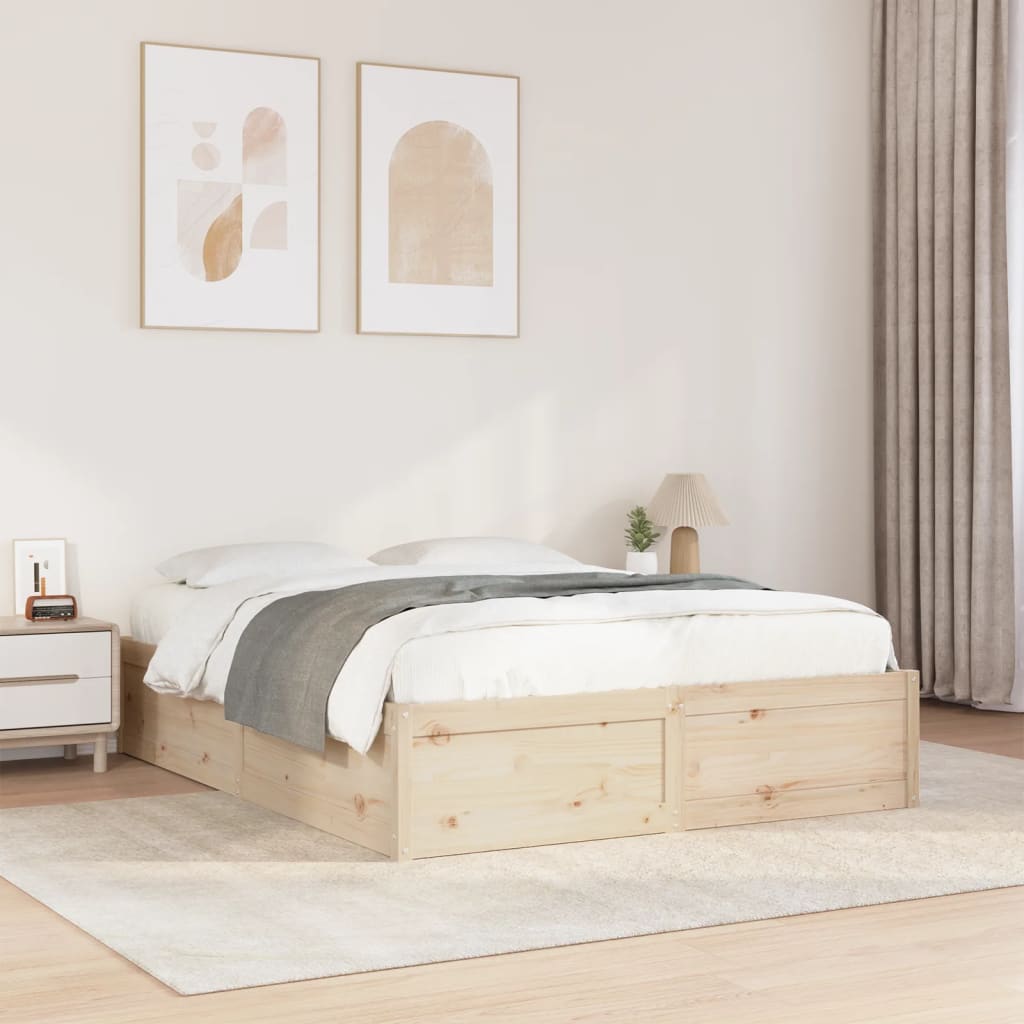 Bed Frame 140x190 cm Solid Wood Pine