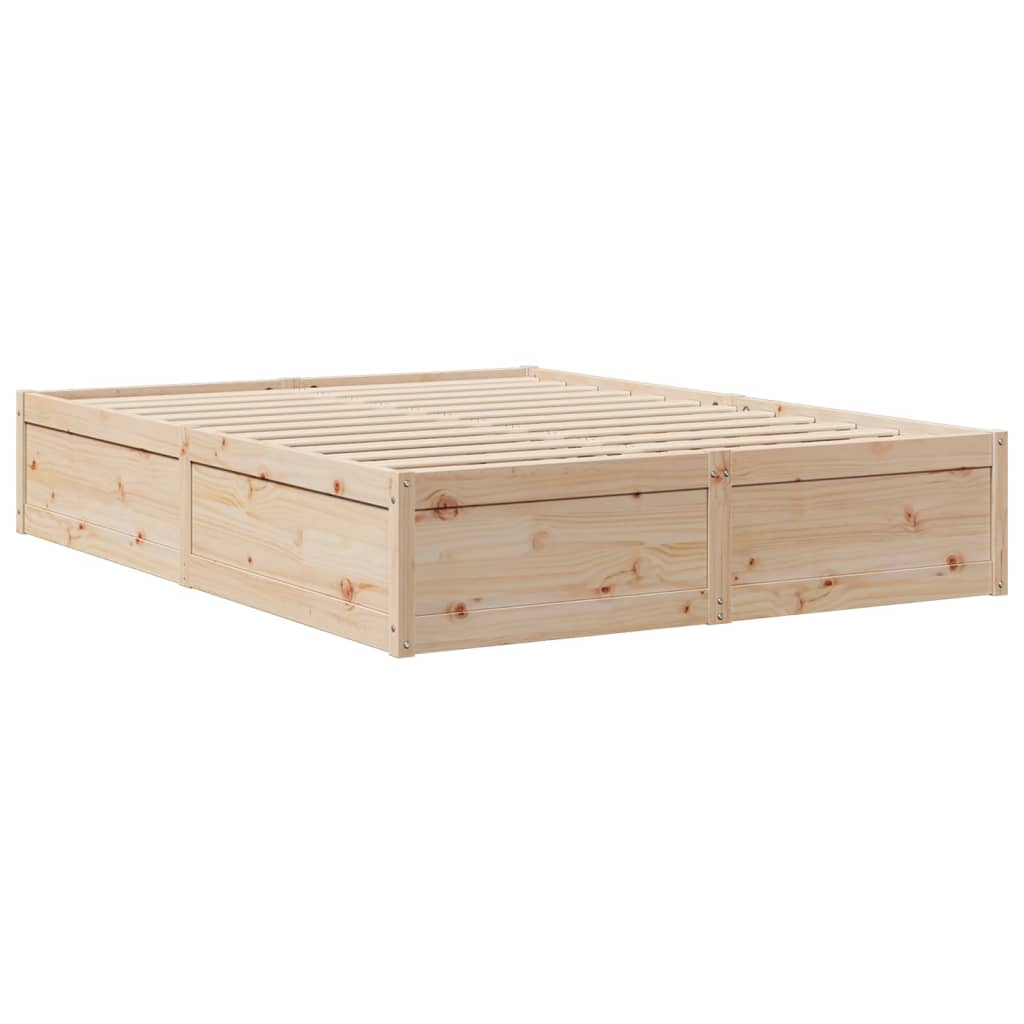 Bed Frame 140x190 cm Solid Wood Pine