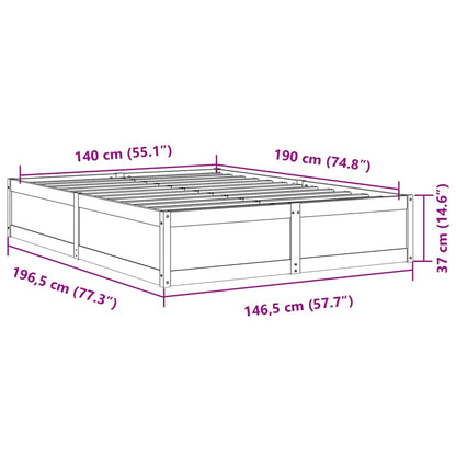 Bed Frame 140x190 cm Solid Wood Pine