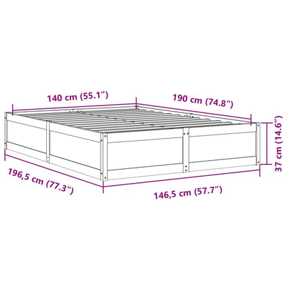 Bed Frame Wax Brown 140x190 cm Solid Wood Pine