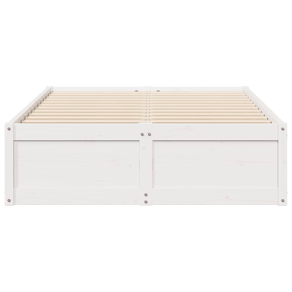 Bed Frame White 135x190 cm Double Solid Wood Pine