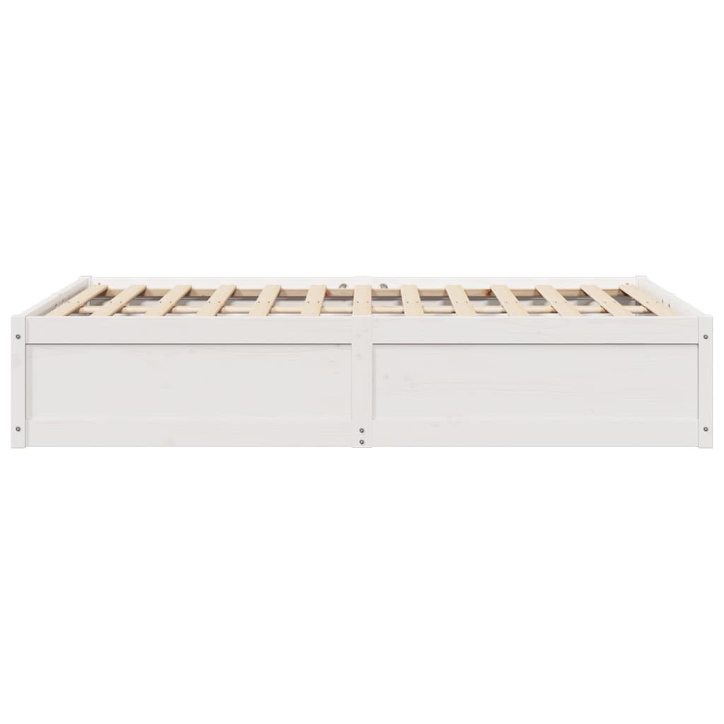 Bed Frame White 135x190 cm Double Solid Wood Pine