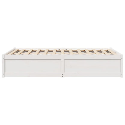 Bed Frame White 135x190 cm Double Solid Wood Pine