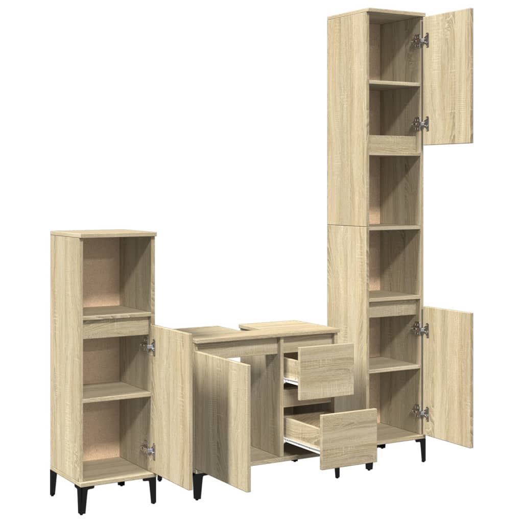 3 Piece Bathroom Furniture Set Sonoma Oak Engineered Wood