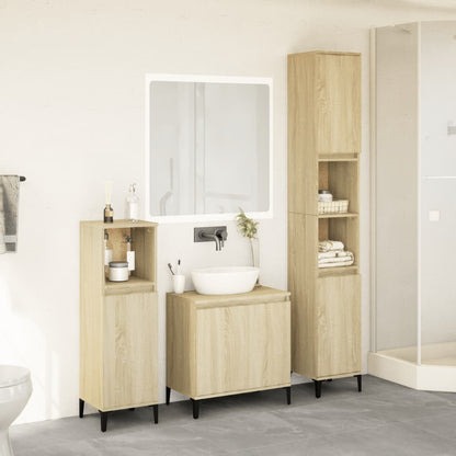 3 Piece Bathroom Furniture Set Sonoma Oak Engineered Wood