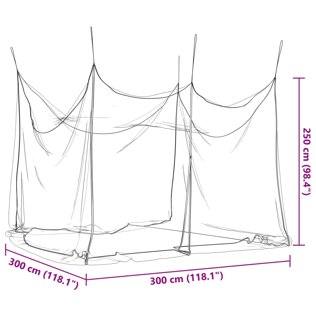 Mosquito Net for Indoor Outdoor 156 Mesh Black 300x300x250 cm