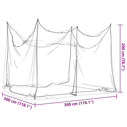 Mosquito Net for Indoor Outdoor 156 Mesh Black 300x300x200 cm