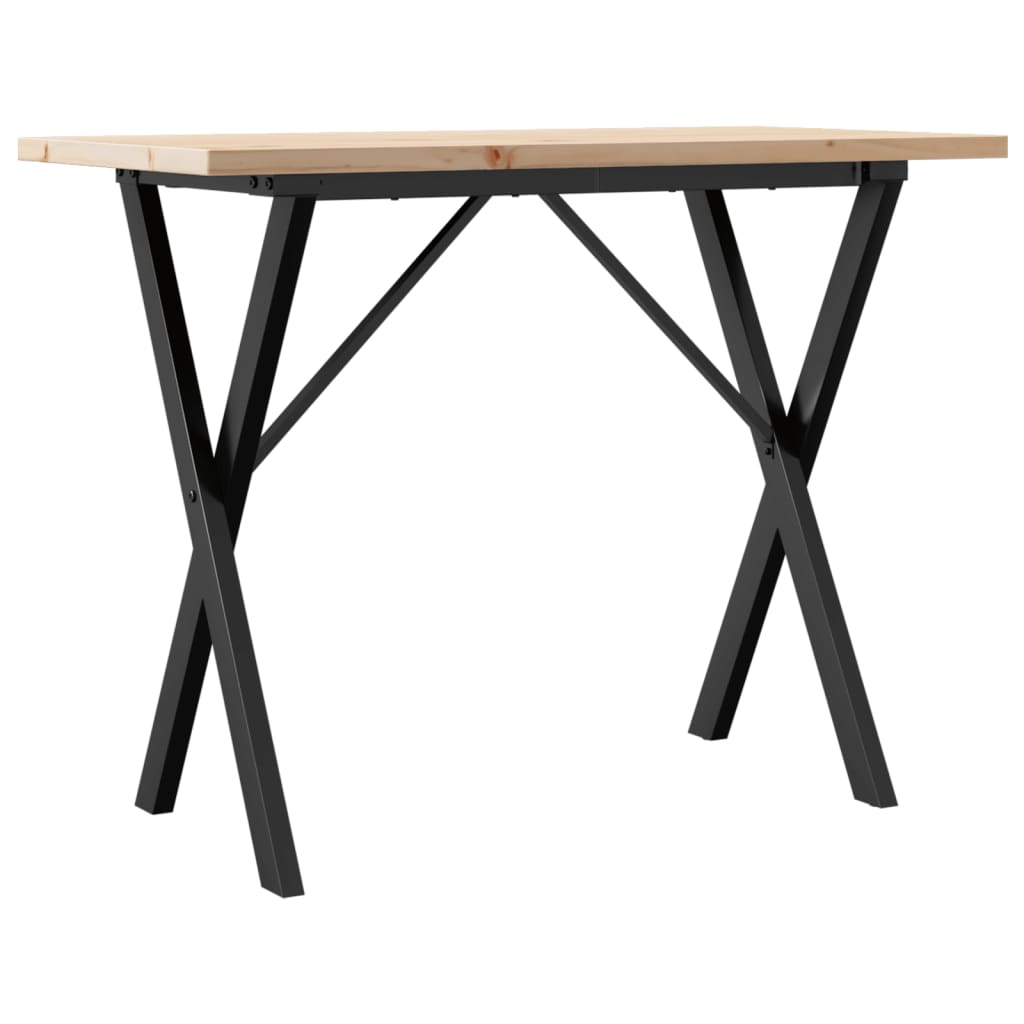 Dining Table X-Frame 100x50x75.5 cm Solid Wood Pine and Steel