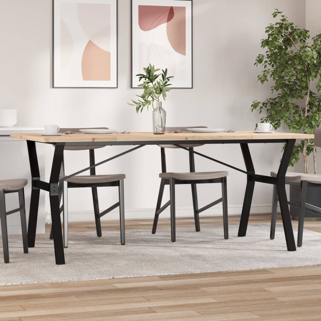 Dining Table Y-Frame 180x90x75.5 cm Solid Wood Pine and Steel