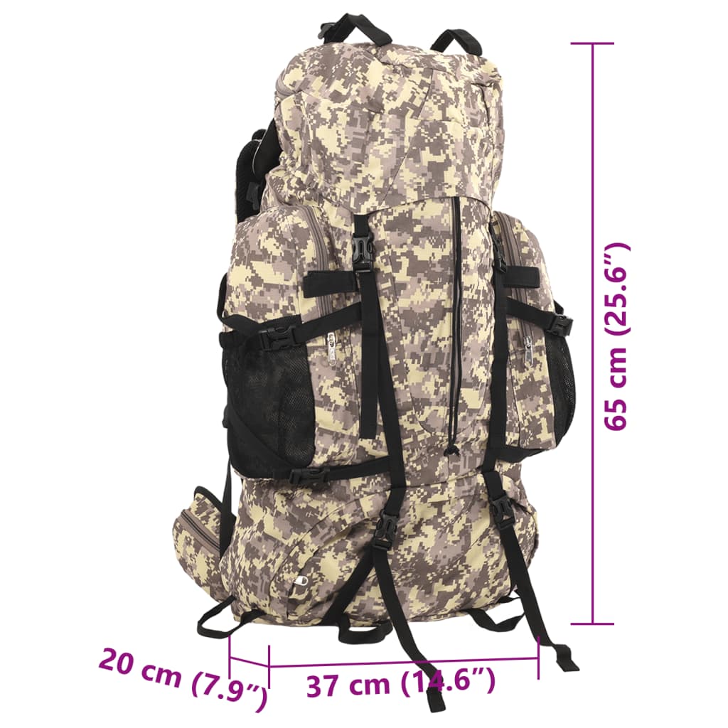 Hiking Backpack Camel Brown Camouflage 60 L Oxford Fabric