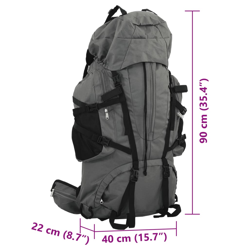 Hiking Backpack Grey 100 L Oxford Fabric