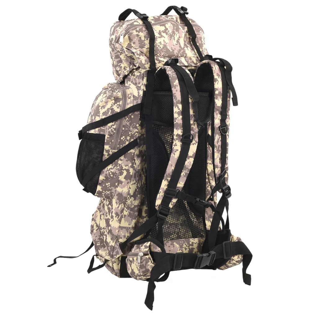 Hiking Backpack Camel Brown Camouflage 100 L Oxford Fabric